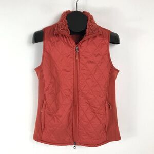 L.L. Bean Fleece-Lined Fitness Vest Misses Small Orange Quilted Sherpa Outdoor